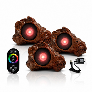 LumiNight Pond and Landscape Lighting - (3) 3-Watt Color Changing Rock Light Kit with Photocell, Transformer and Remote