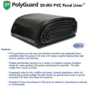 PolyGuard Liners PVC  - 5 ft. x 25 ft. 20-Mil Pond Liner - PGPVC05X25