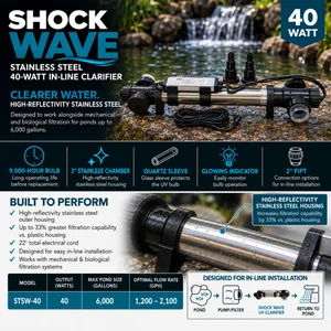 Shock Wave Stainless Steel 40-Watt in-Line Clarifier