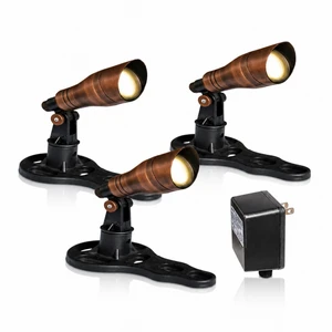 LumiNight Pond and Landscape Lighting - (3) Bronze 3-Watt Spotlight Kit with Photocell and Transformer - BZ-3XSL3W-KIT