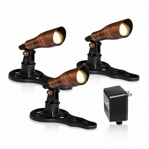 LumiNight Pond and Landscape Lighting - (3) Bronze 3-Watt Spotlight Kit with Photocell and Transformer