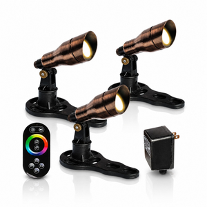LumiNight Pond and Landscape Lighting - (3) Bronze 9-Watt Color Changing Bronze Fountain Light Kit w/ 100' QD Cord with Photocell, Transformer, Extension and Remote