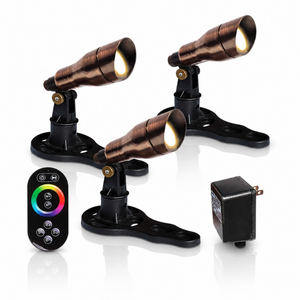 LumiNight Pond and Landscape Lighting - (x3) Bronze 9-Watt LED Color Changing Light Kit for Floating Fountains w/ 200' Cord with Photocell, Transformer, Extension and Remote
