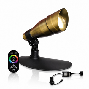 LumiNight Pond and Landscape Lighting - Brass 9-Watt Color Changing Light Kit with Photocell, Transformer and Remote