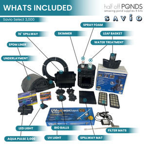 Savio Select 3000 20' x 25' EPDM Pond Kit & UV clarifier- SS-3-2025EUV
