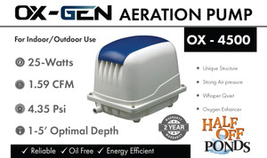 Refurbished OX- Gen 4500 1.59 CFM Diaphragm Aeration Pump for Ponds and Water Gardens