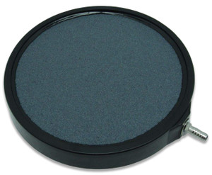 PADD-5 and PADD-8 circular air diffuser with blue-gray EPDM rubber membrane and barbed inlet connection
