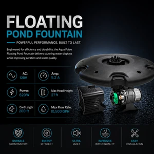 Premium Floating Fountain Systems for Ponds & Lakes - 1/4 HP to 1.75 HP with Up to 13 Spray Patterns & LED Options