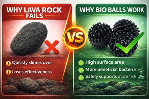 Bio balls vs lava rock: bio balls provide superior surface area, beneficial bacteria colonization, and fish support compared to lava rock filtration media.
