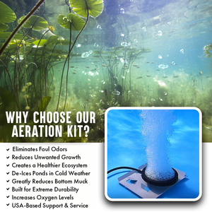 Pro Aeration Systems for Ponds & Lakes Up to 1-3 Acres - Single Diffuser 1/2HP-1HP Systems