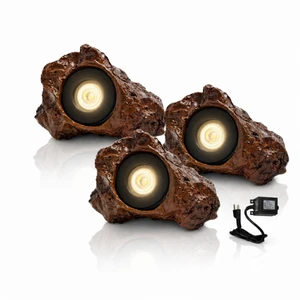 LumiNight Pond and Landscape Lighting LED Rock Lights – 1.5-Watt Warm White & 3-Watt Color Changing, Single Lights and Kits