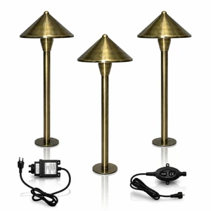 LumiNight Pond and Landscape Lighting - Brass 3-Watt LED Brass Dome Path Light (Add-On, Transformer Not Included)