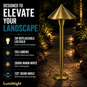 LumiNight Pond and Landscape Lighting - Brass 3-Watt LED Brass Dome Path Light (Add-On, Transformer Not Included)