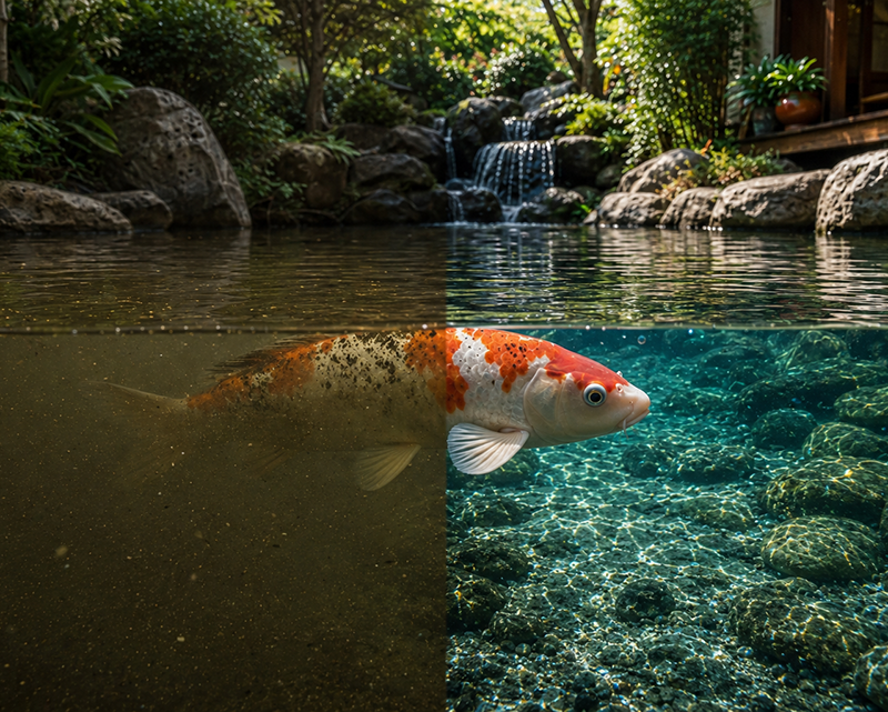 Beneficial microbes and enzymes working in pond water