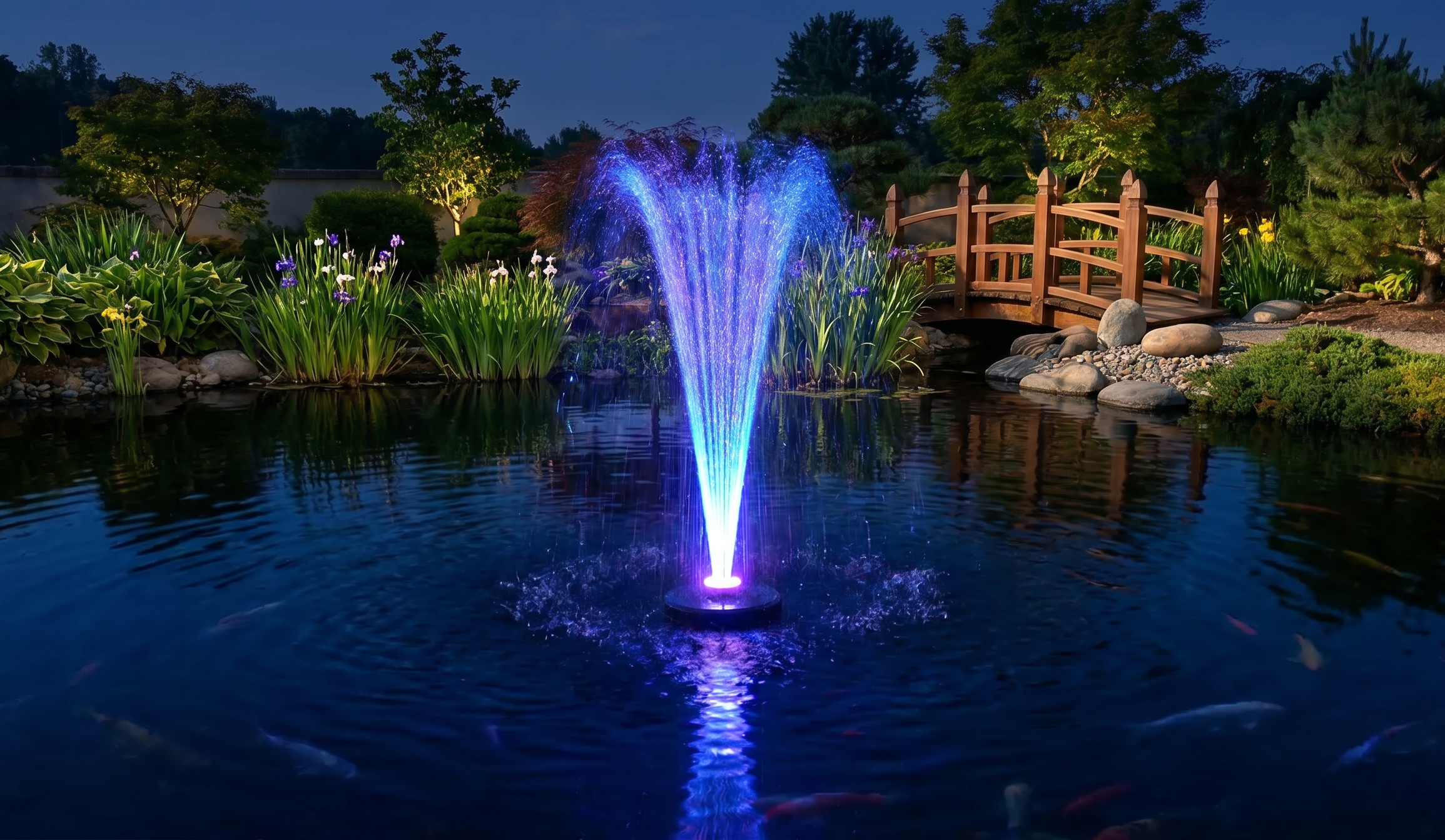 Small Floating Fountain Night Display