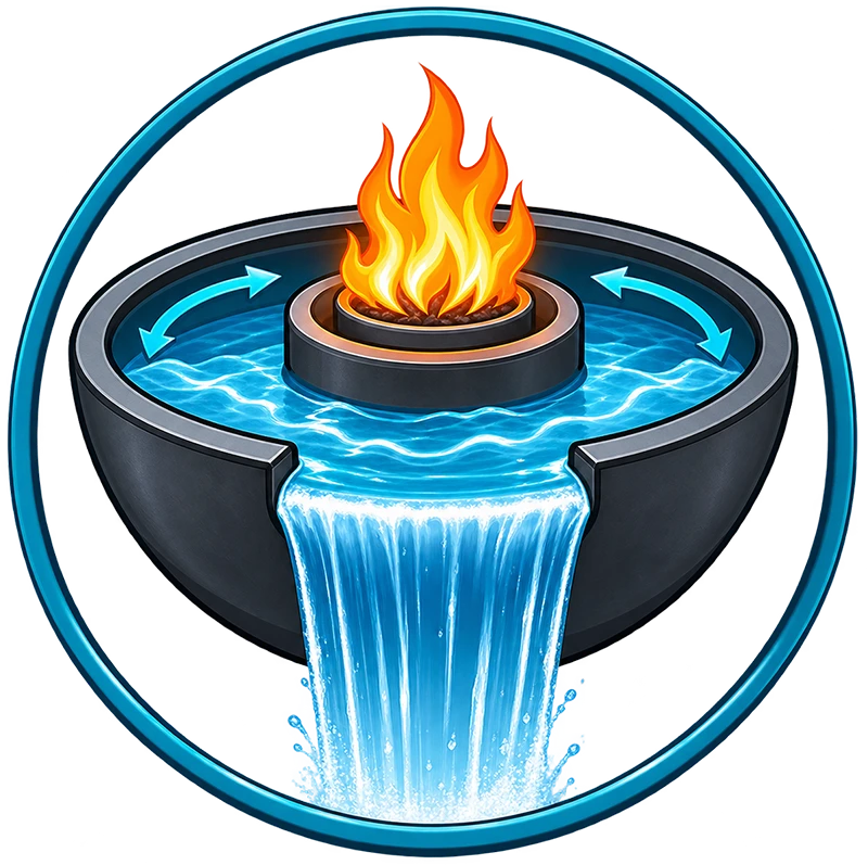 Element Cascade sheer descent water flow and rear plumbing outlets