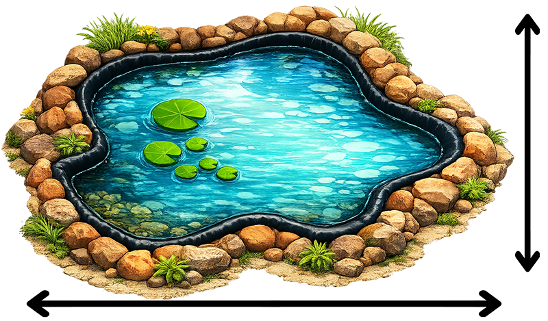 Pond liner size example
