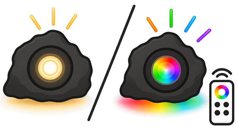Warm white and color changing rock lights