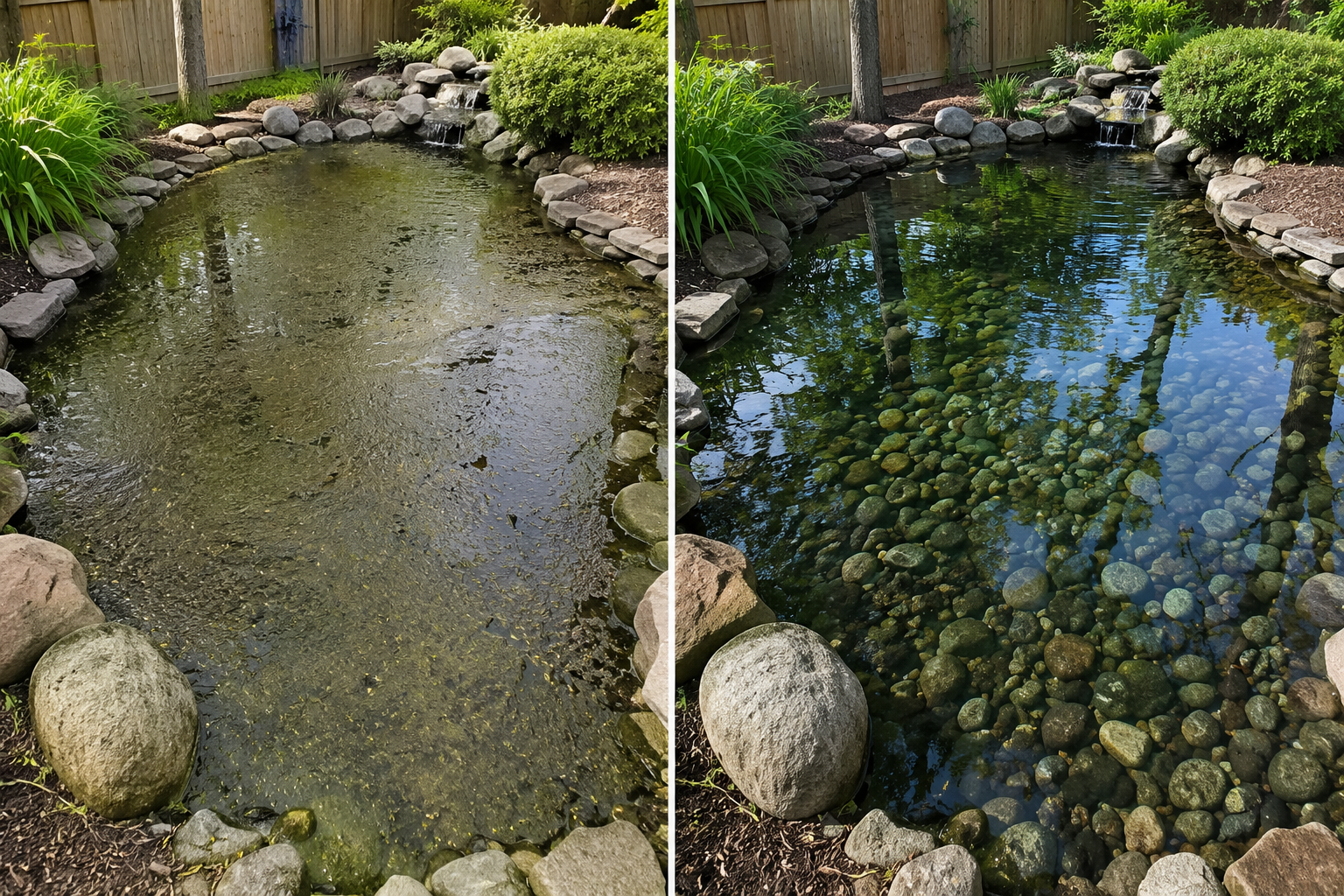 Enzymes breaking down sludge on the pond bottom