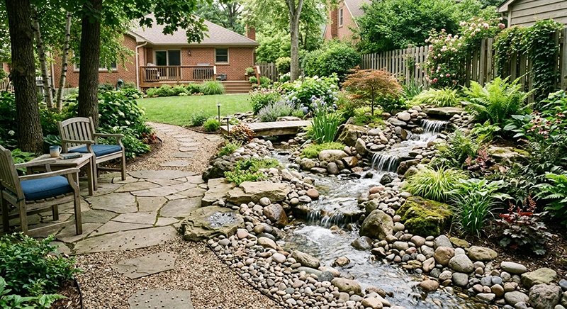 Pond free waterfall feature