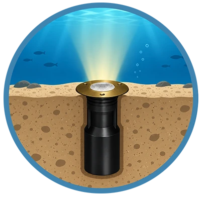 Submersible well light with daisy chain wiring