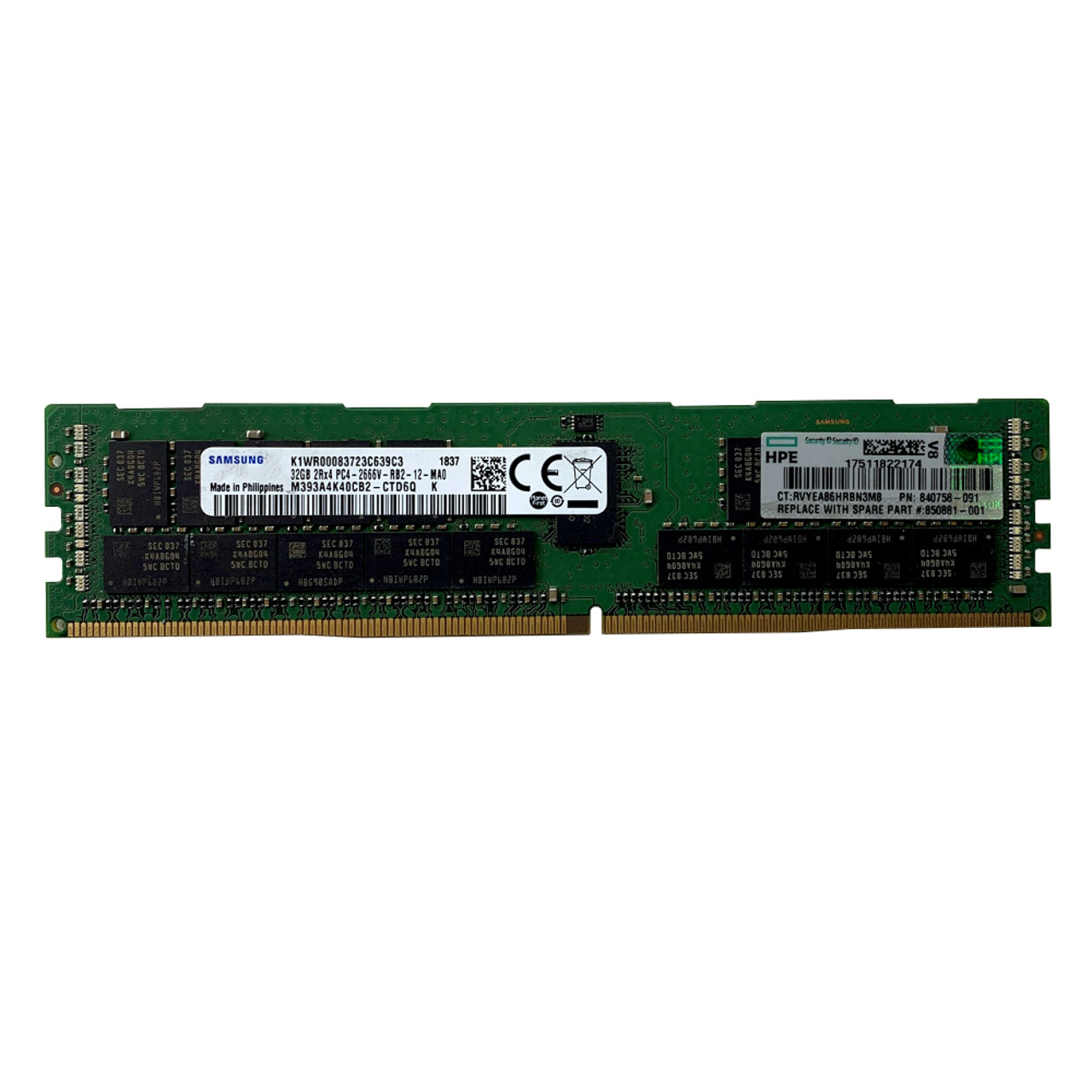 32GB PC4 (DDR4) 2666 MHz 2666V-R 2Rx4 Memory - Samsung