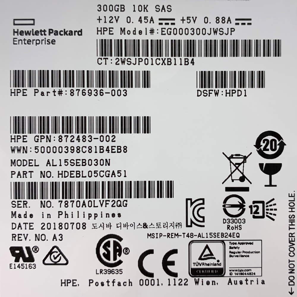 HPE Toshiba - Enterprise - 300GB - SAS - 10K - 12GB/s