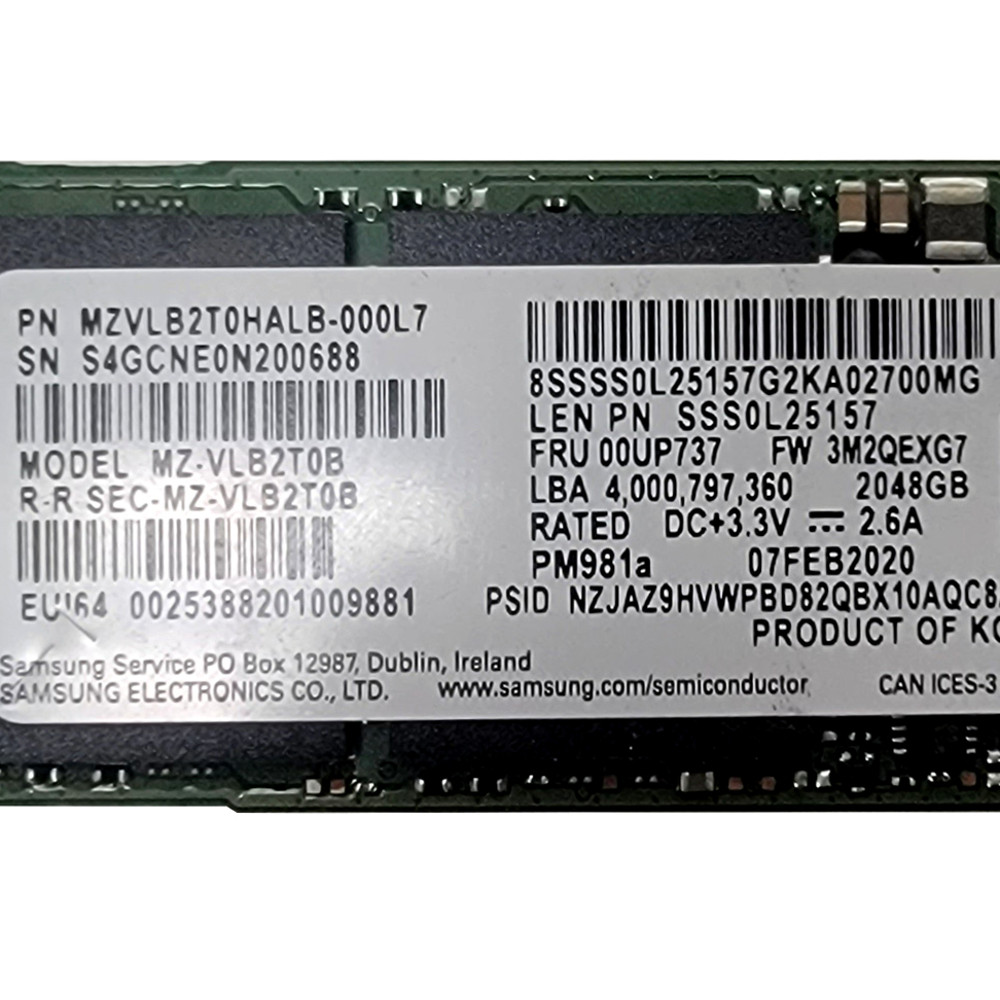 Lenovo Samsung - 2TB - M.2 2280 NVMe SSD - 6GB/s - (00UP737)