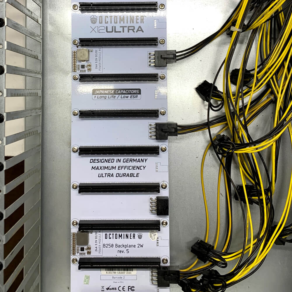 2250W Power Mining Frame Custom Octominer X12ULTRA Crypto Mining Rig Frame  - 12 GPU Rack, 2250W, No GPUs Included (Used) SC Miner