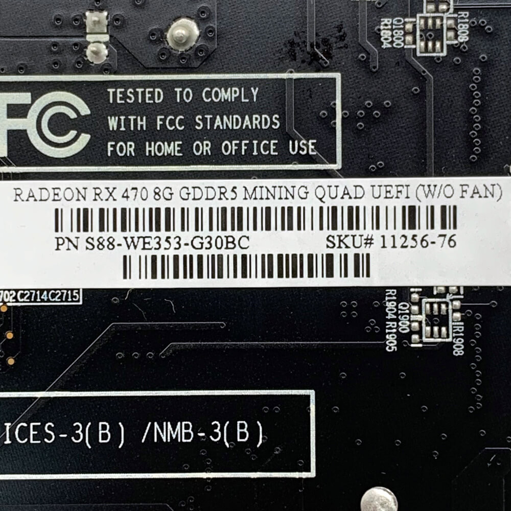 AMD Radeon RX 470 8G GDDR5 Mining Quad UEFI (w/o Fan) | PCSP