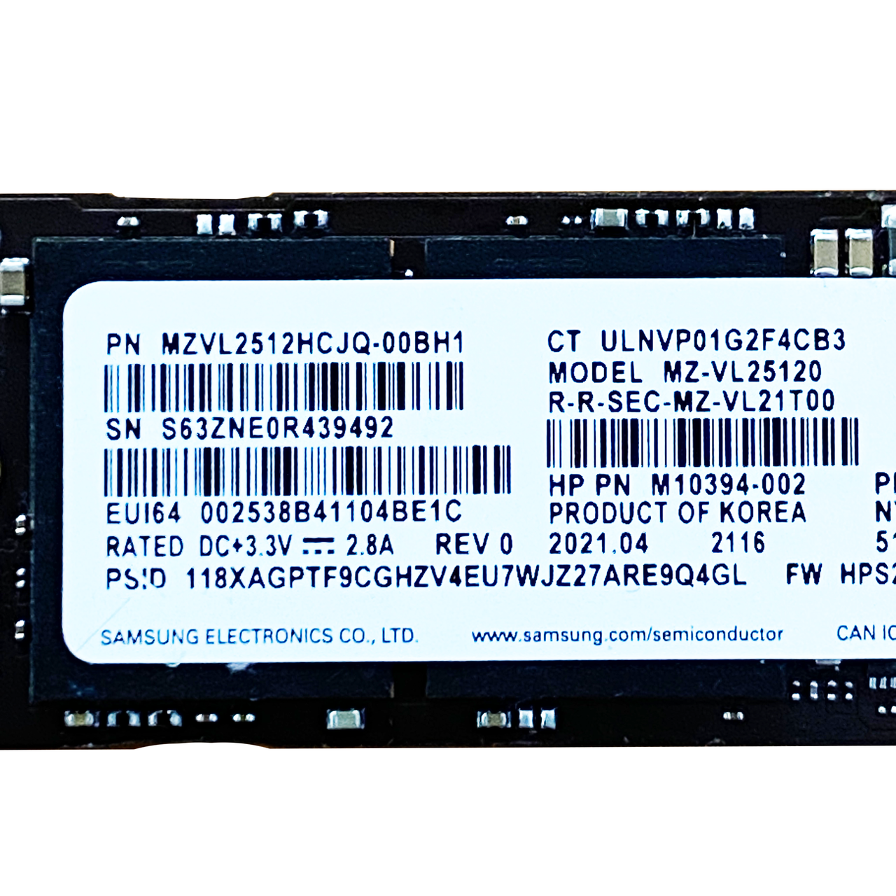 Samsung - HP MZ-VL25120 512GB NVMe Gen4x4 SSD - Used (PM9A1