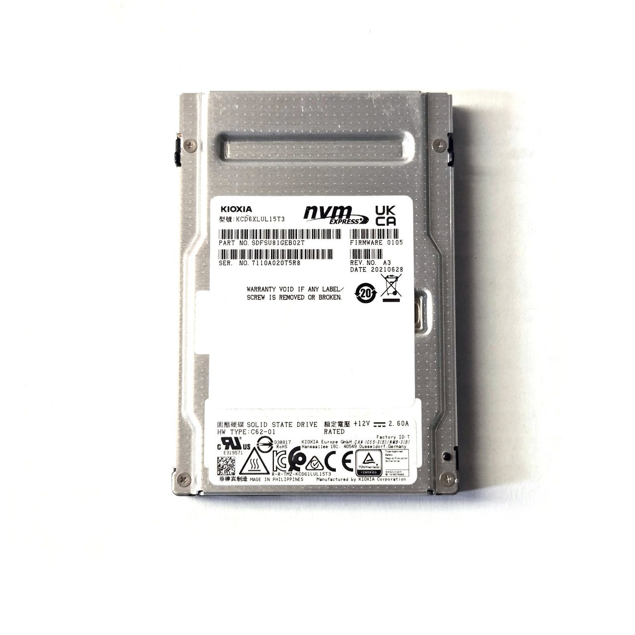 Kioxia - CD6-R Series 15.36TB NVMe PCIe 4.0 x4 U.3 2.5