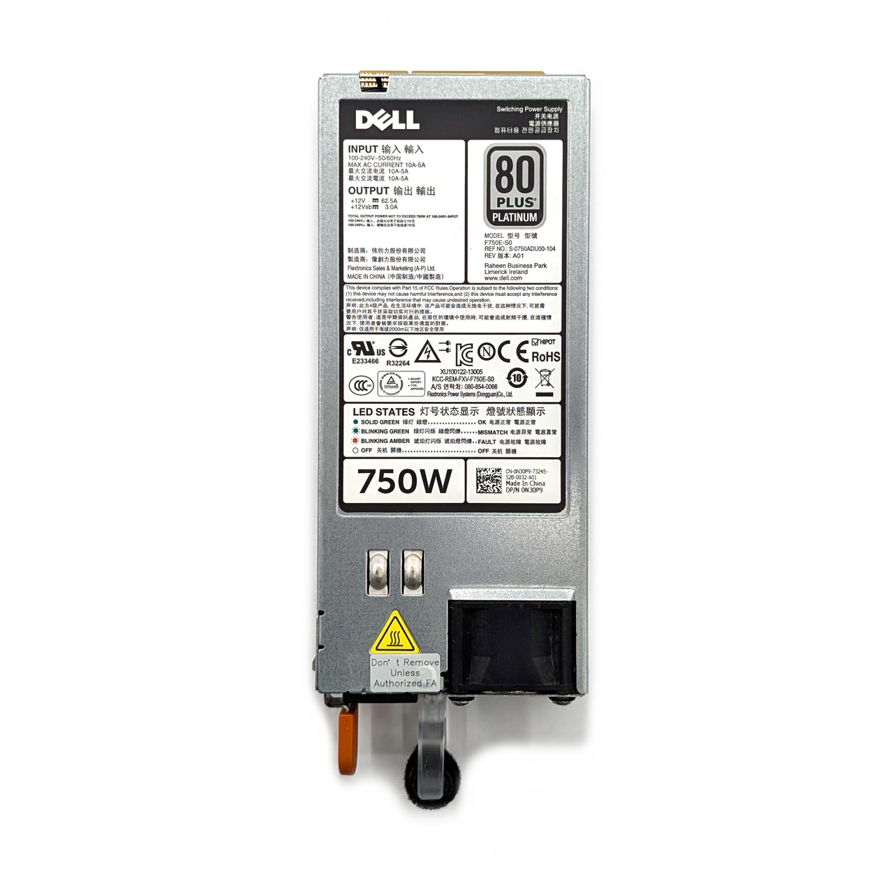 Dell PowerEdge 750W 80 Plus Platinum Power Supply (N30P9 REV: A01