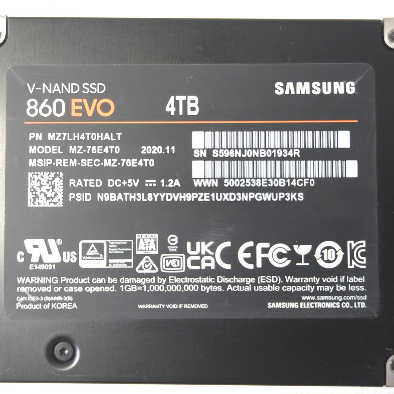 Samsung 860 EVO 4TB MZ-76E4T0 SATA 2.5
