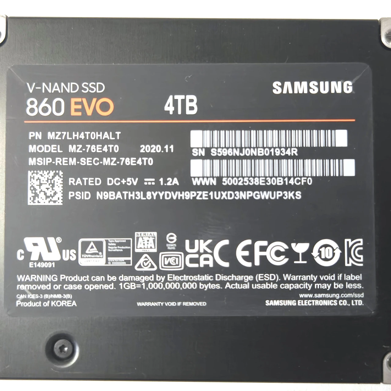 Samsung 860 EVO 4TB MZ-76E4T0 SATA 2.5
