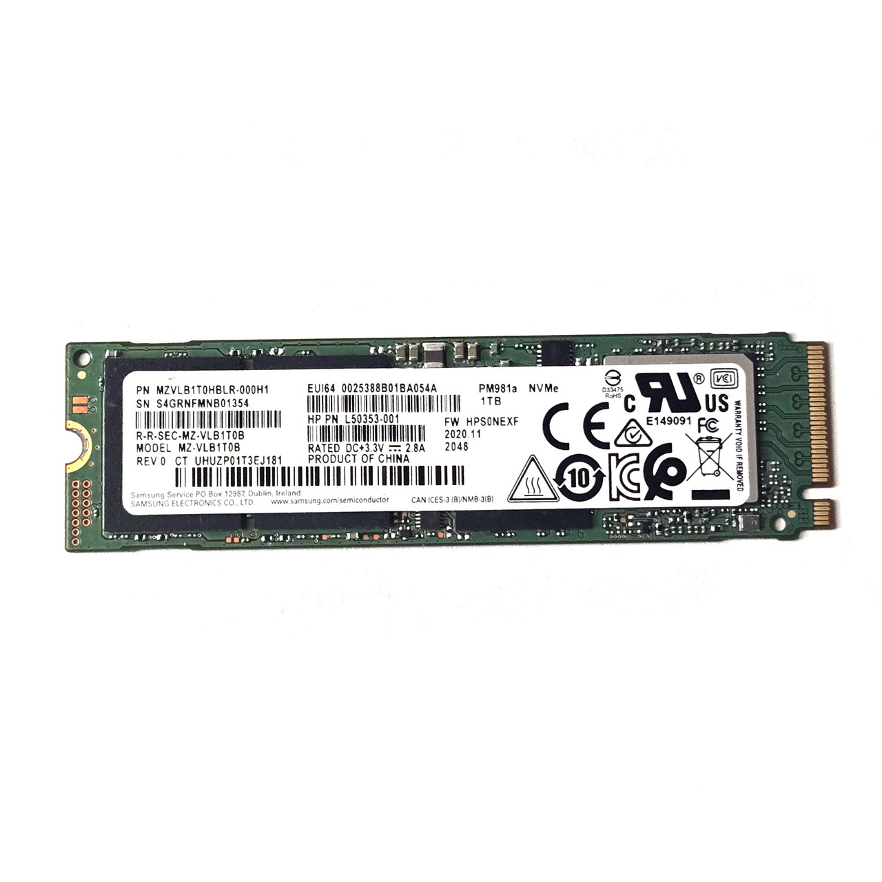 HP - Samsung MZ-VLB1T0B 1TB NVMe M.2 SSD MZVLB1T0HBLR-000H1 - Used