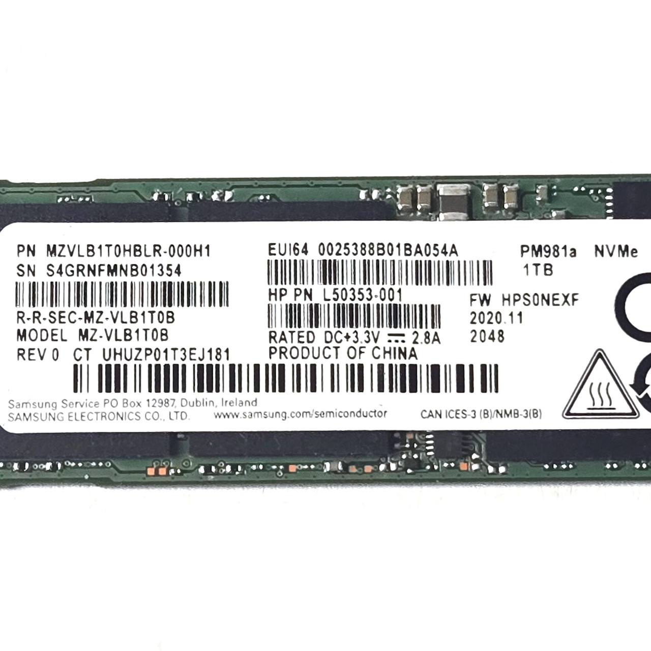 HP - Samsung MZ-VLB1T0B 1TB NVMe M.2 SSD MZVLB1T0HBLR-000H1 - Used