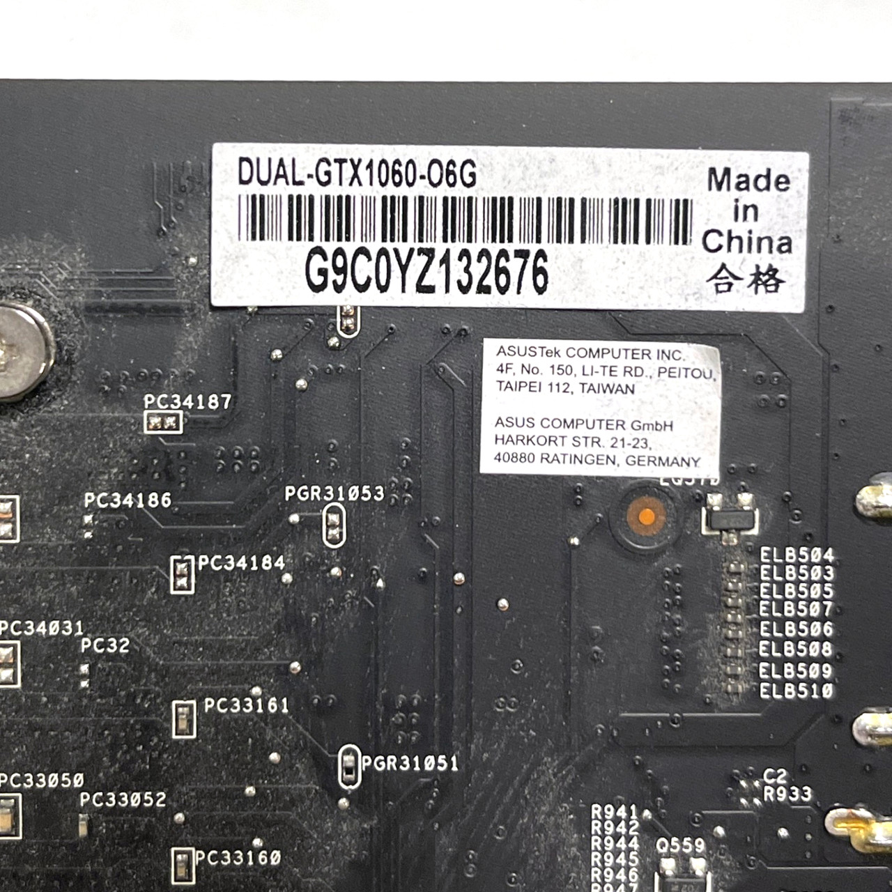 ASUS NVIDIA GeForce GTX 1060 2x Display Port 2x HDMI 1x DVI 6GB