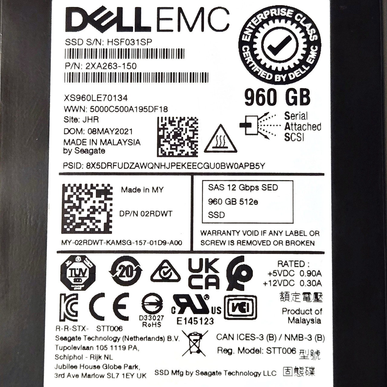 Dell EMC - Toshiba XS960LE70134 - 960GB 512e 2.5