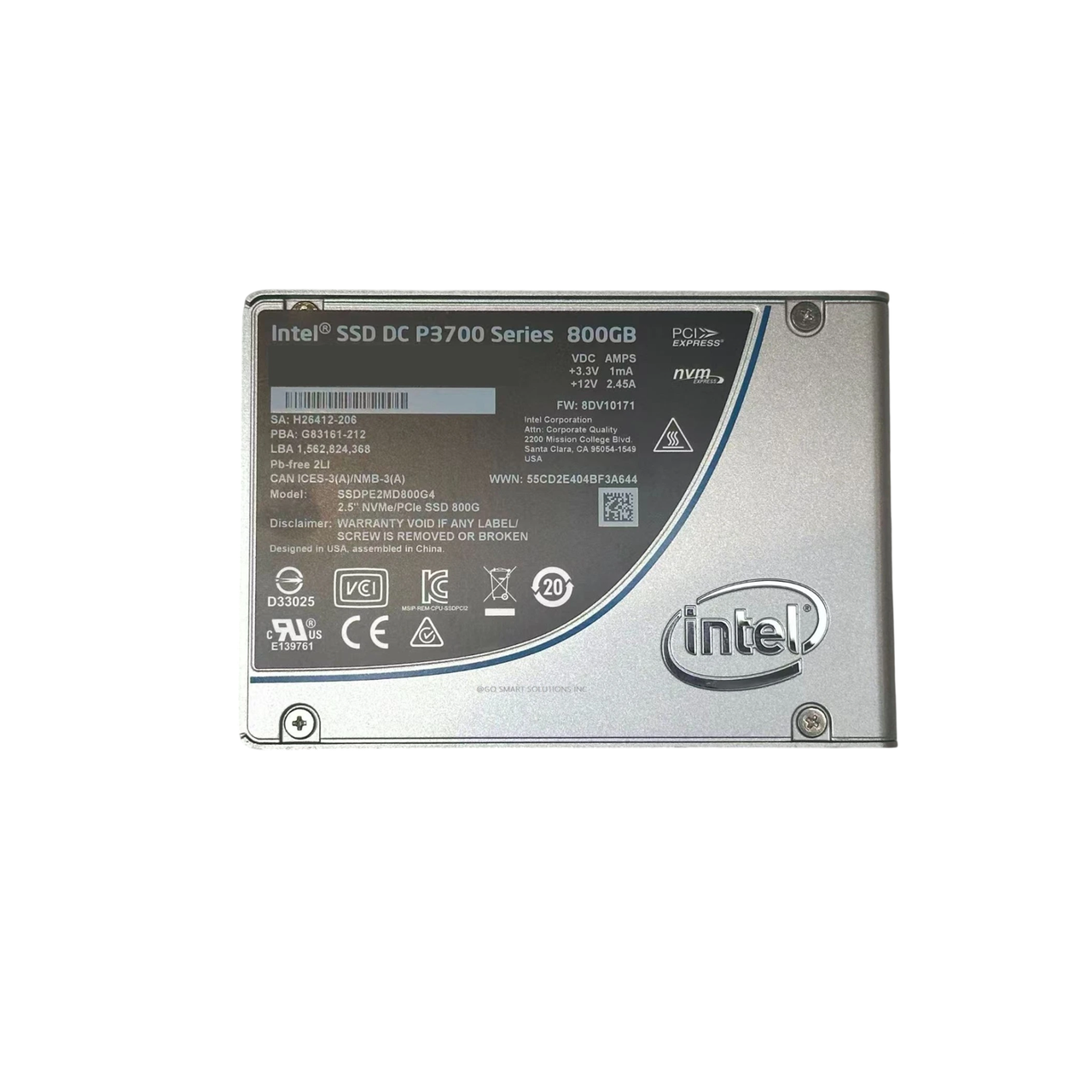エンタープライズSSD】Intel SSD 800GB 9F3GY - 800GB Intel SSD DC