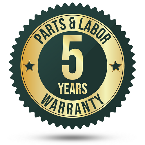 5 Year Parts and Labor Warranty Badge