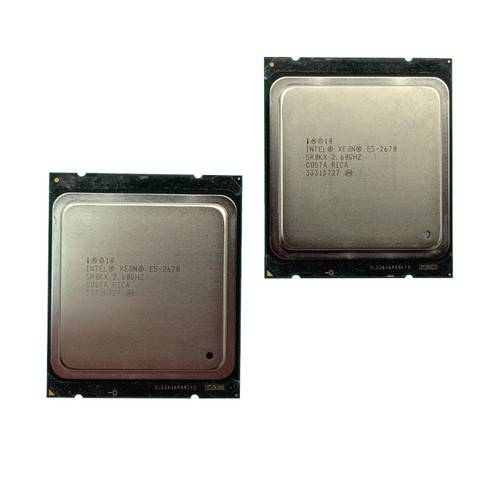 2x Intel Xeon E5-2670 Processors - 2.60 GHz - 8 Cores Each - 16 Threads Each - LGA2011 - SR0KX - Used