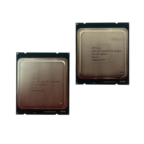 2x Intel Xeon E5-2650 v2 Processors - 2.60 GHz - 8 Cores Each - 16 Threads Each - LGA2011 - 1866 MHz - SR1A8 - Used