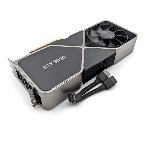 3/4 View Top NVIDIA GeForce RTX 3090 FE Founder's Edition 24GB GDDR6X 3x DisplayPort, 1x HDMI High Profile Graphics Card 900-1G136-2510-000