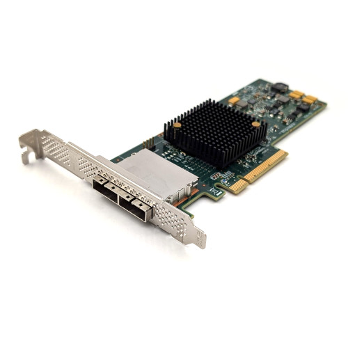 3/4 View LSI SAS9205-8e H3-25360-04H 2x External SAS 6Gb/s Host Bus Adapter High Profile