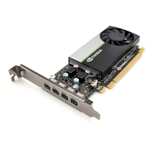 3/4 View HP M41413-001 NVIDIA Quadro T1000 4x mini-DisplayPort 4GB GDDR6 Graphics Card High Profile