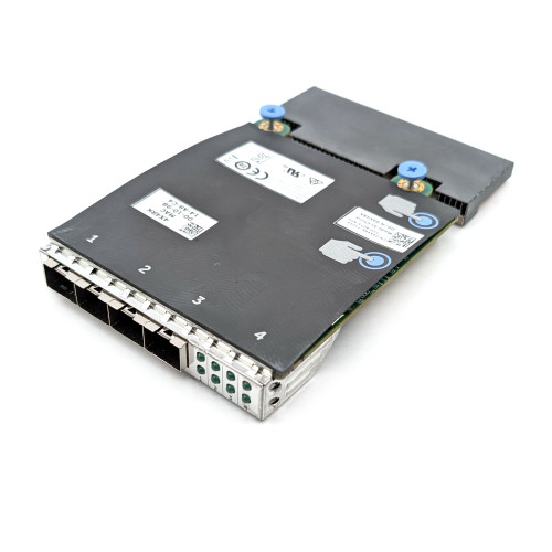 3/4 Top View Dell 4X4RK Emulex X710-DA4 13th Gen 4x SFP+ 10GbE Network Daughter Card