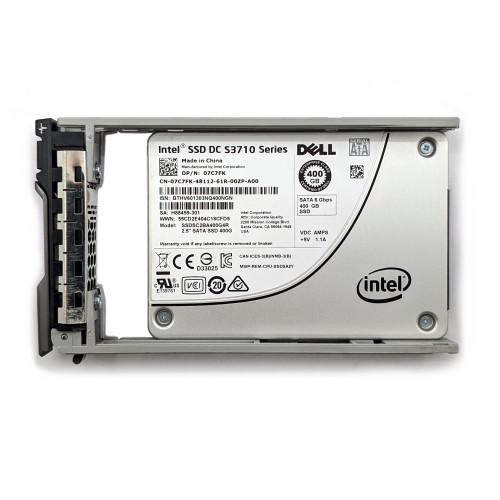 Top View Dell 7C7FK Intel SSDSC2BA400G4R 400GB 6Gb/s SATA 2.5" SSD w/ Tray