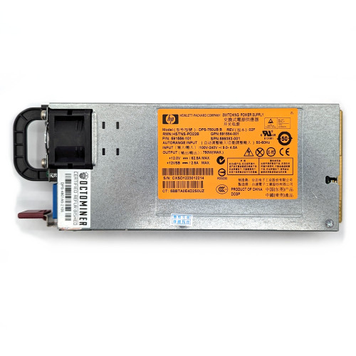 Top View Octominer HP 599383-001 HSTNS-PD22B 750W Platinum Plus Hot-Plug Power Supply