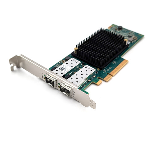 3/4 View Dell PD89Y Emulex LPe35002 32Gb/s 2x SFP+ PCIe HBA High Profile